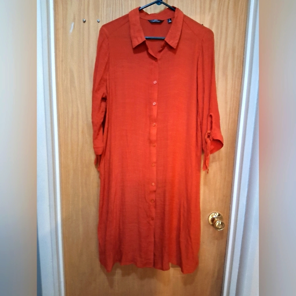 Mlle Gabrielle Vibrant Orange Shirt Dress Size XL